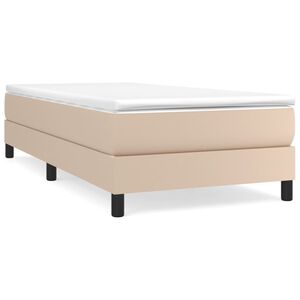 vidaXL Pat box spring cu saltea, cappuccino, 90x200 cm piele ecologică