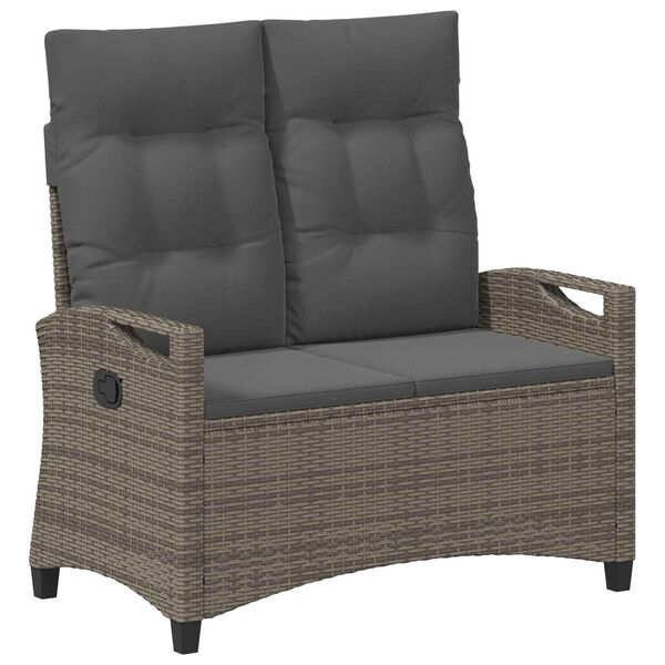 vidaXL Bancă de grădină cu pernă Gri și gri &icirc;nchis 105 x 60 x 112 cm