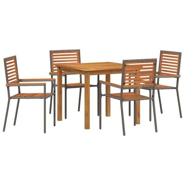 vidaXL Set de masă pentru grădină 5 pcs Gri Rattan poli