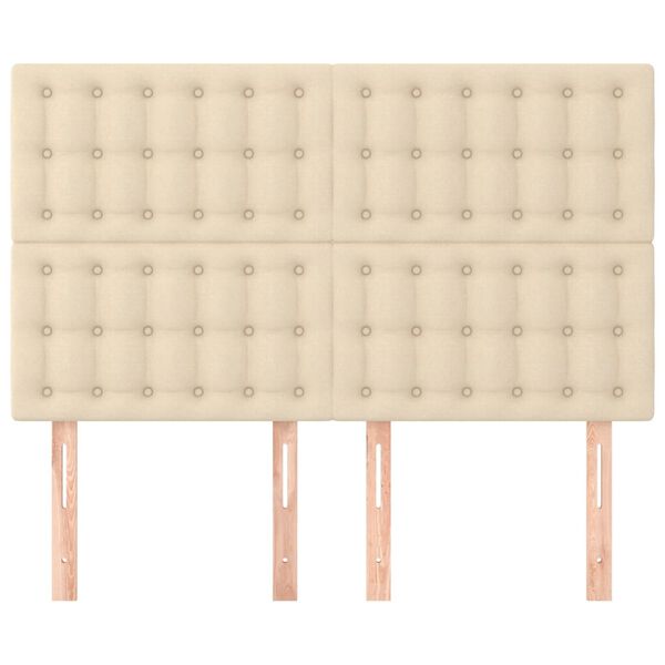 vidaXL Tăblie de pat crem 144x5x118/128 cm, material textil