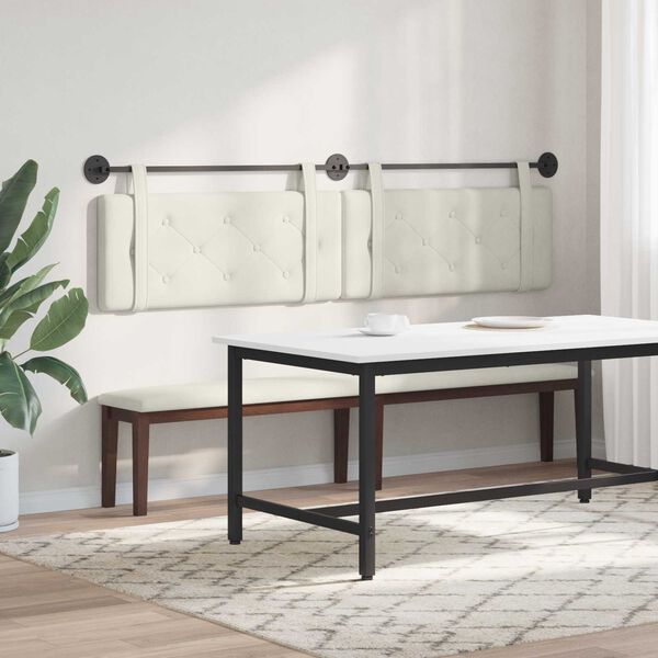 vidaXL Cap de pat suspendat Pe perete Crem 210 x 55 x 5 cm Catifea