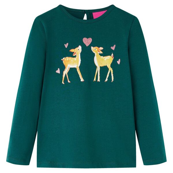 Tricou de copii cu m&acirc;neci lungi verde &icirc;nchis 104