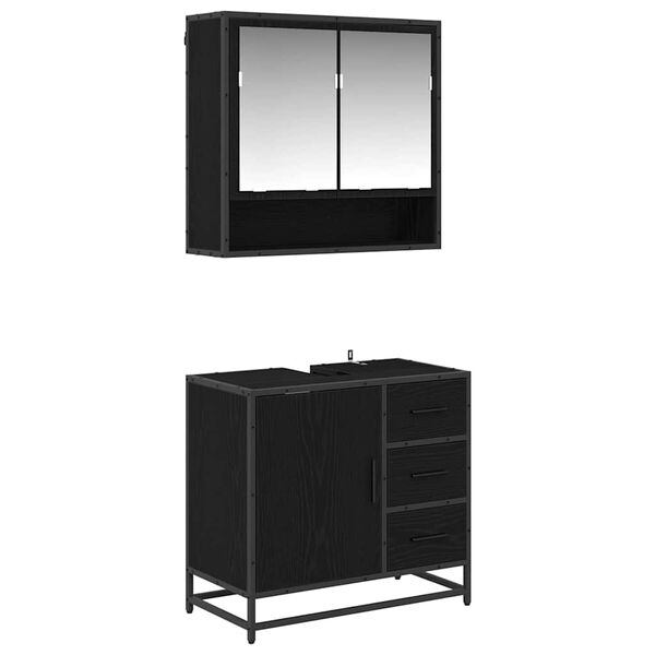 vidaXL Set de mobilier pentru baie 2 pcs Stejar Negru Lemn compozit