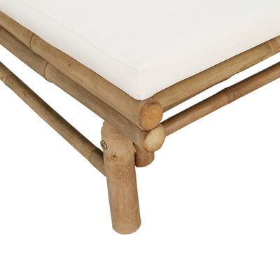 vidaXL Set mobilier de grădină, cu perne alb crem, 4 piese, bambus
