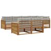 vidaXL Set de canapele de exterior 7 buc. Natural și gri deschis