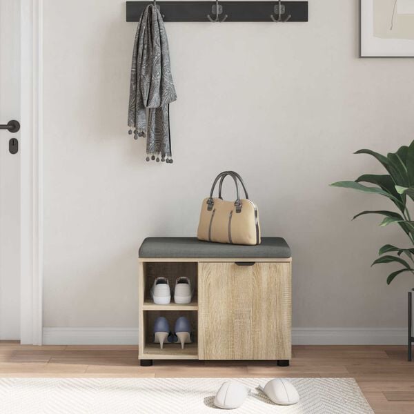 vidaXL Bancă pentru hol cu pernă cu raft Stejar Sonoma 60 x 38 x 46 cm