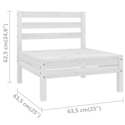 vidaXL Canapea de mijloc pentru grădină, alb, lemn masiv de pin