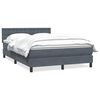 vidaXL Pat box spring cu saltea, gri &icirc;nchis, 160x210 cm, catifea