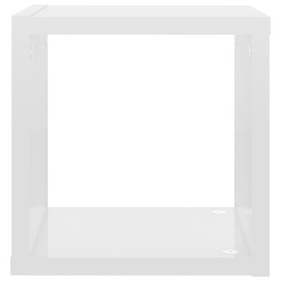 vidaXL Rafturi de perete cub 4 piese alb extralucios 22x15x22 cm PAL