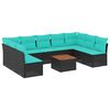 vidaXL Set canapele de grădină cu perne, 10 piese, negru, poliratan