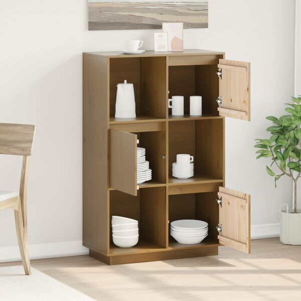 vidaXL Dulap înalt, maro miere, 74x35x117 cm, lemn masiv de pin