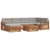 vidaXL Set de canapele de exterior 7 buc. Gri natural și deschis
