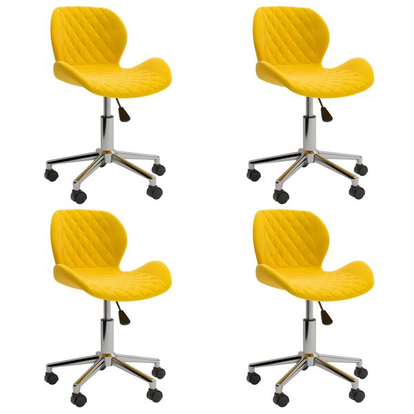 vidaXL Scaune de masă pivotante, 4 buc., galben, catifea