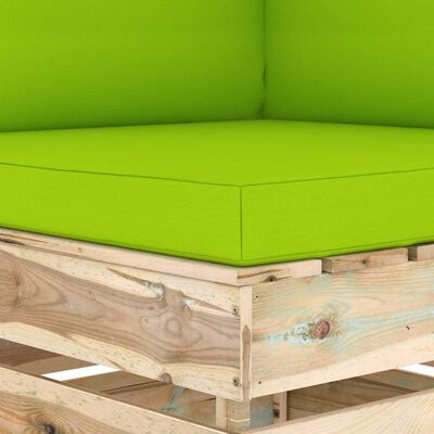 vidaXL Canapea de colț modulară cu perne, lemn verde tratat