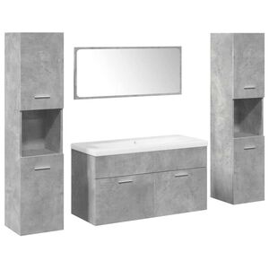 vidaXL Set mobilier de baie, 5 piese, gri beton, lemn prelucrat