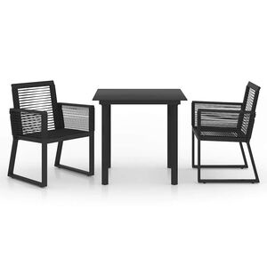vidaXL Set mobilier de exterior, 3 piese, negru, ratan PVC