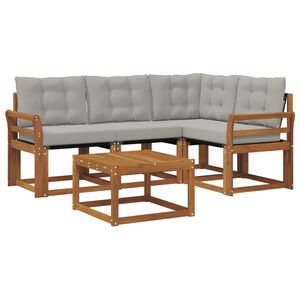 vidaXL Set de canapele de exterior 5 pcs Gri natural și deschis