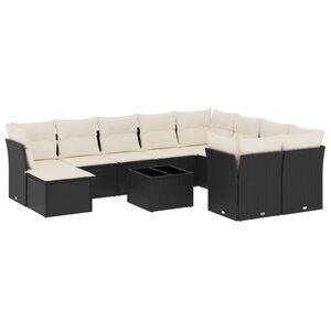 vidaXL Set canapele de grădină cu perne, 11 piese, negru, poliratan
