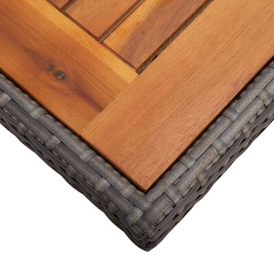 vidaXL Masă de exterior, gri, poliratan și lemn masiv de acacia
