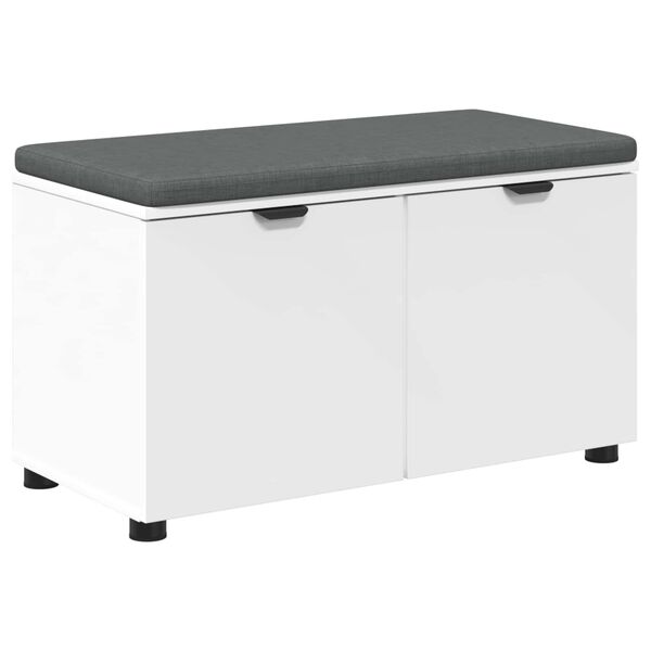vidaXL Bancă pentru hol cu pernă cu depozitare Alb 80 x 46 x 46 cm