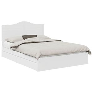 vidaXL Pat cu storage cu headboard Alb 140 x 200 cm Lemn compozit