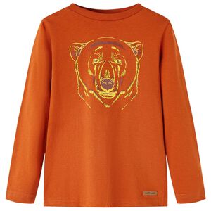 vidaXL Tricou pentru copii cu m&acirc;neci lungi, ruginiu deschis, 104