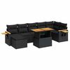 vidaXL Set mobilier grădină perne 8 piese negru, poliratan/lemn acacia
