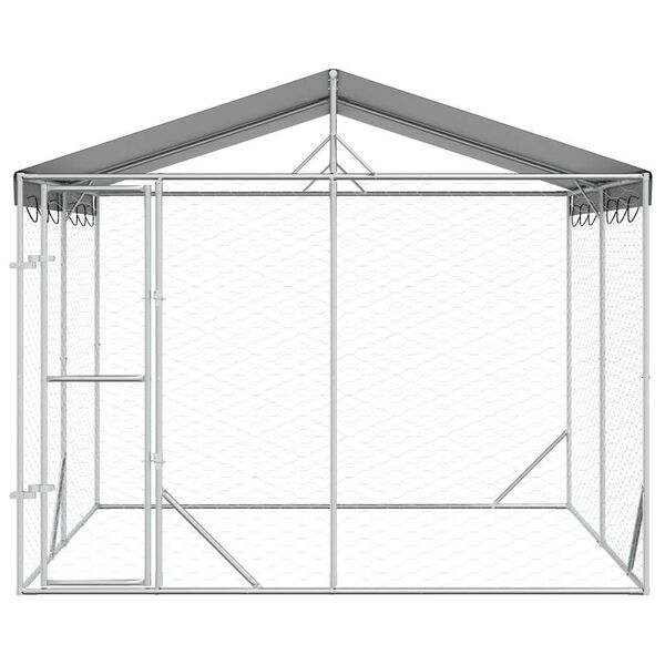vidaXL Padoc de exterior cu acoperiș argintiu 3x3x2,5m oțel galvanizat