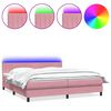 vidaXL Pat cu arcuri cu saltea și LED, roz, 180x220 cm, catifea