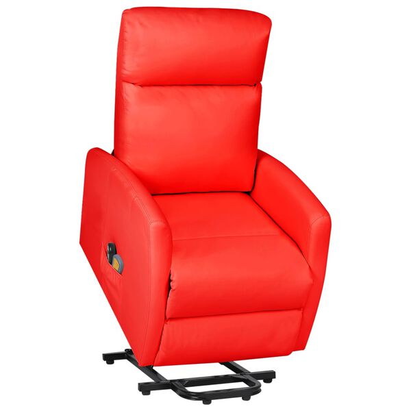 vidaXL Fotoliu de masaj cu ridicare, roșu, piele ecologică