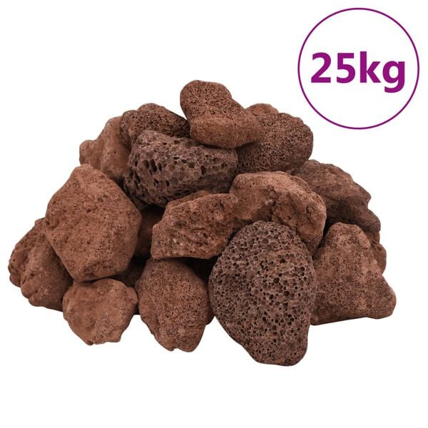 vidaXL Roci vulcanice, 25 kg, roșu, 5-8 cm