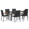vidaXL Set mobilier de grădină, 7 piese, negru, textilenă și oțel