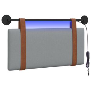vidaXL Tăblie de pat suspendată Cu lumină LED Gri deschis PU antic