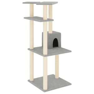 vidaXL Ansamblu pisici cu st&acirc;lpi din funie sisal, gri deschis, 123 cm