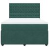 vidaXL Pat box spring cu saltea, verde &icirc;nchis, 140x190 cm, catifea