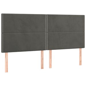 vidaXL Tăblie de pat gri &icirc;nchis 200x5x118/128 cm catifea
