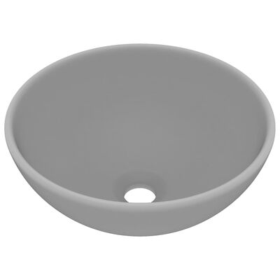 vidaXL Chiuvetă baie lux, gri deschis mat, 32,5x14cm, ceramică, rotund