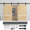 vidaXL Ușă glisantă 2 pcs Natural și Negru Lemn masiv de pin
