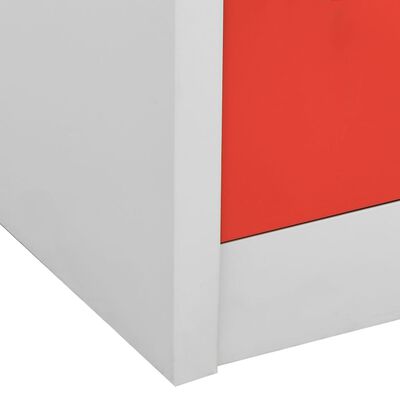vidaXL Dulap vestiar, gri deschis și roșu, 90x45x92,5 cm, oțel