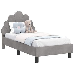 vidaXL Cadru de pat pentru copii cu spătar Gri deschis 70 x 140 cm