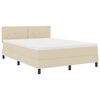 vidaXL Pat cu arcuri cu saltea cu headboard Crem 140 x 190 cm țesătură