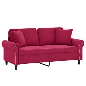 vidaXL Canapea cu 2 locuri cu pernuțe, roșu vin, 140 cm, catifea
