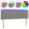 vidaXL Tăblie de pat cu LED, gri deschis, 144x5x78/88 cm, catifea