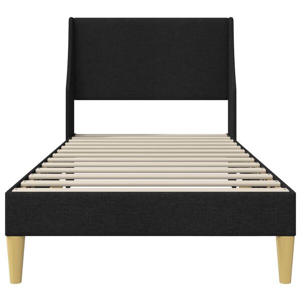 vidaXL Cadru de pat cu headboard Negru 100 x 200 cm țesătură