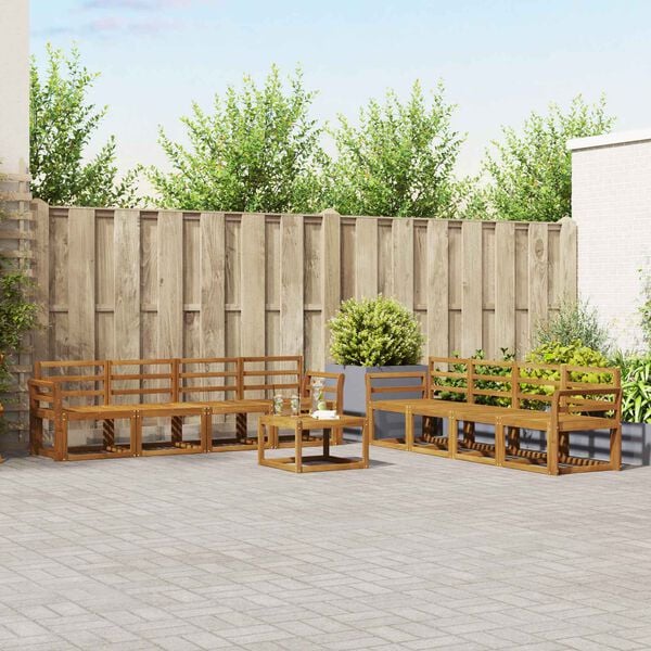 vidaXL Set de canapele de exterior 9 pcs natural Lemn Solid de Acacia