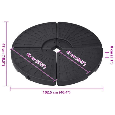 vidaXL Suport de umbrelă în formă de evantai, 4 buc., negru