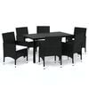 vidaXL Set mobilier de grădină cu perne, 7 piese, negru, poliratan