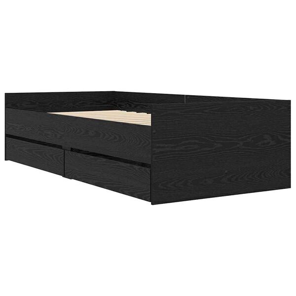 vidaXL Cadru de pat Stejar Negru 100 x 200 cm Lemn de pin masiv