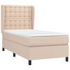 vidaXL Pat box spring cu saltea, cappuccino, 100x200cm piele ecologică