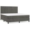 vidaXL Pat box spring cu saltea, gri &icirc;nchis, 160x200 cm, catifea